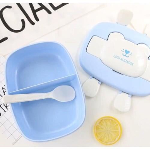 Childrens Cartoon Lovely Bento Boxes Double Layer Plastic Lunch Box Food Storage Container Microwave Oven for Children School