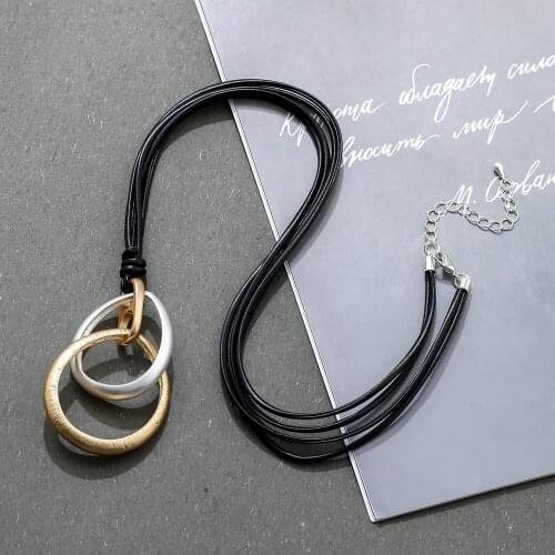 Long Necklace Trendy Jewelry For Women Chokers Decoration Pendants Black Rope Chain Jewellery Suspension Accessories