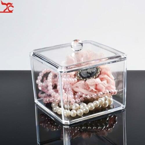 Household Desktop Acrylic Cosmetics Receiving Box Transparent Cotton Swab Jewelry Lipstick Box Finishing Box Storage Container