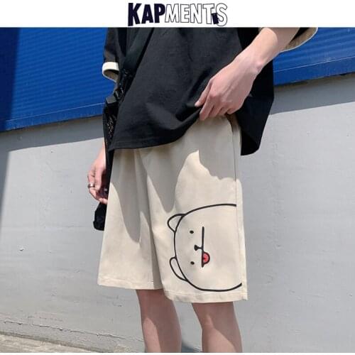 KAPMENTS Men Korean Streetwear Shorts 2020 Summer Mens Harajuku Casual Joggers Pants Male Fashions Pour Color Cartoon Shorts 5XL
