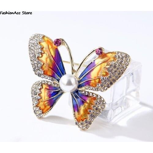 Elegant Multi-color Butterfly Metal Crystal Rhinestone Brooch Pin Jewelry Gifts Wedding Party Brooches For Women 2021 new