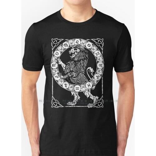 Zombstrology : Leo T Shirt 100% Pure Cotton Zodiac Horoscope Astrology Star Sign Stars Lion Africa Magician Tarot Sorcery Space