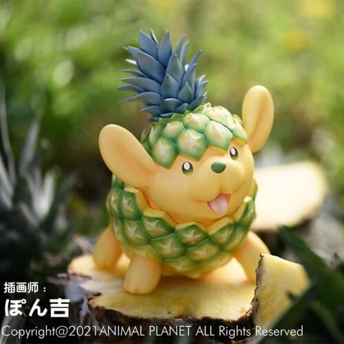 Toys Animal Planet Pineapple Dog Action Figure Anime Resin Figurine Doll For Gift 14x15x11cm