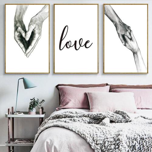 Nordic Back White Style Sweet Love Wall Art Canvas Poster Minimalist Print LOVE Quotes Painting Picture for Living Room Decor