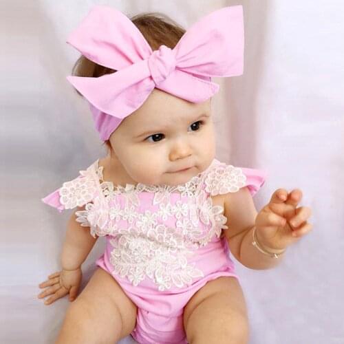Newborn Baby Girl Clothing Set 2017 Summer Cotton Sleeveless Bodysuit + Headband Baby Jumpsuits Clothes Baby Girls Bodysuits