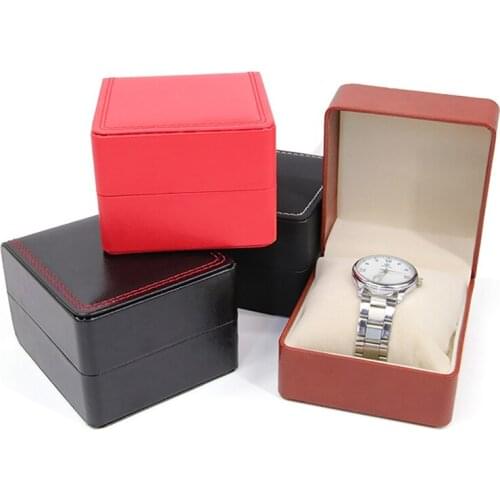 Watch Box Holder Women Men Gift Packet PU Leather Jewelry Bracelet Display Storage Boxes Case Organizer Single Grid
