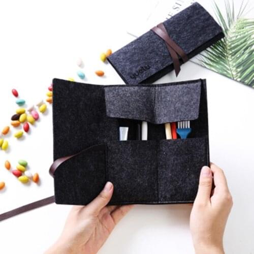 Creative Simple Felt Capacity Pencil Bag Stationery Storage Organizer Pencil Case Box School Supply Gift Stationery