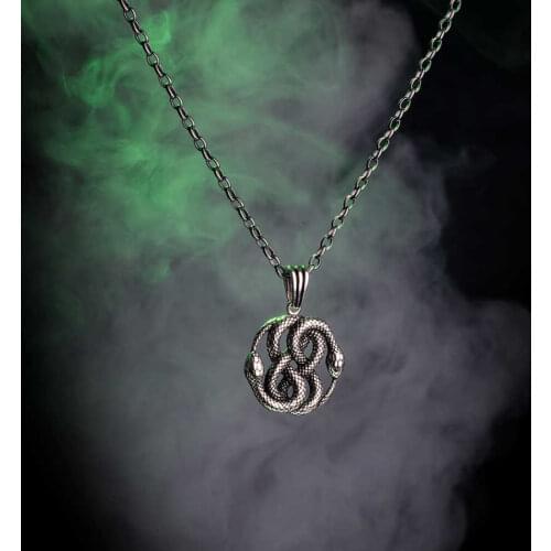 Auryn Snakes Pendant Necklace 925 Sterling Silver Necklace Animal Snake Chain Necklace Silver Mens Necklace Animal Pendant