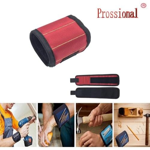 Magnetic Wristband Portable Tool Bag with 3 Magnet Electrician Wrist Tool Belt Screws Nails Drill Bits Bracelet for Repair Tool