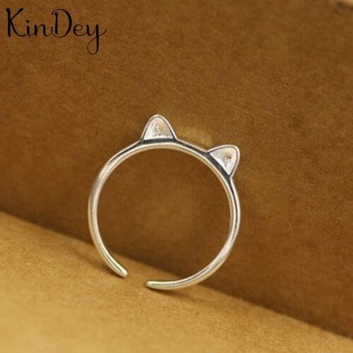 Kindey Fashion Silver Color Cat Rings For Women Engagement Statement Finger Ring anillos