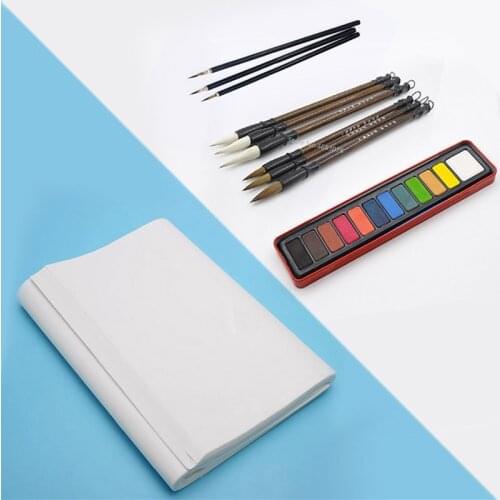 Calligraphy Chinese Traditional Calligraphy Set Xuan paper Landscape Painting Weasel Hair Pen Writing Brush Set for Students