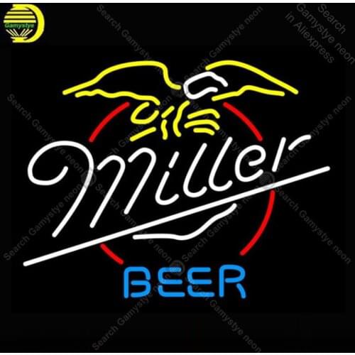 NEON SIGN For Miller Beer Eagle NEON Bulbs Sign Lamp Real GLASS Tube Decor Wall Club Room Handcraft Advertise custom neon light
