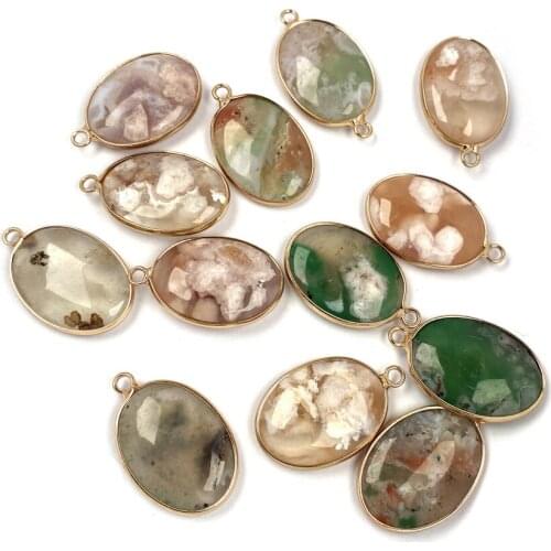 New Style Natural Stone Pendant Egg-shaped Agate Bordure Pendant For Jewelry Making Charms DIY Necklace Bracelet Accessory
