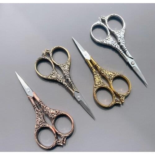 1Pcs European Sewing Vintage Scissors Vintage Embroidery Retro Dressmaker Shears Scissors Fabric Tool Needlework Tailor Shears