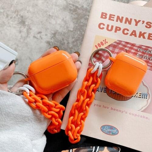 Orange same style For Airpods 1 2 case Earphone protective sleeve For Airpods 3 pro Soft PC with hanging chain