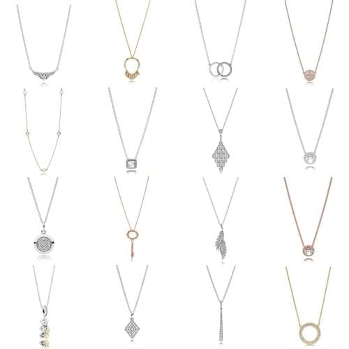 100% 925 Sterling Silver Original Model Charm Necklace Female Heart-shaped Valentines Day Fashion Jewelry