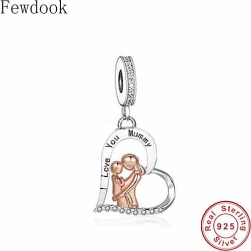 Fit Original Charm Bracelet 925 Sterling Silver Mother Hugging Daughter I Love You Mummy Pendant Bead For Making Women Berloque