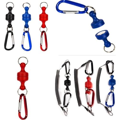 Portable Booms Fishing MRC Strong Magnetic Quick Release Clips Net Holder with Fishing Coil Lanyard Aluminum Carabiner