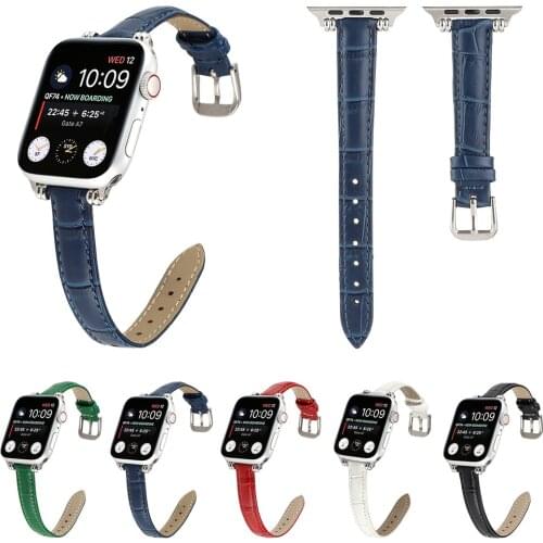 Slim Leather Strap for Apple Watch 6 Band 5 4 3 Bracelet for iWatch Series Strap SE 44mm 40mm 42mm 38mm Womens Girls Wristbands