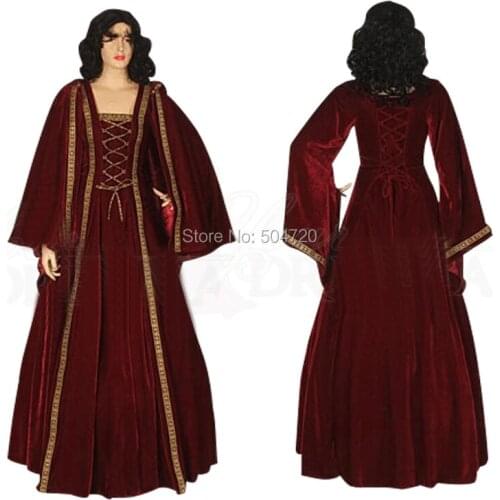 Tailored!Luxs RED Velvet Duchess Princess 17 century regency Renaissance Theater medieval Halloween Gown Ball dress HL-186
