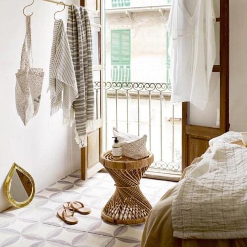 Handmade round spiral style rattan coffee table