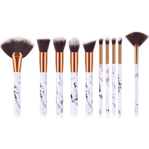 10pcs Makeup Fan Brushes Marble For Face Eye Cosmetic Powder Foundation Eye Shadow Cosmetics Soft Professional Eyebrows Brush