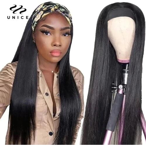 Unice Hair Straight Headband Wig Glueless Human Hair Wigs Natural Color Beginner Friendly FLASH DEAL on Jun. 21-25th