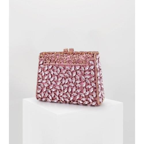 XIYUAN Gold/Pink Crystal Clutches Bags Women Diamond Purse Evening Clutch Bag Bridal Rhinestone Clutch Wedding Party Minaudiere