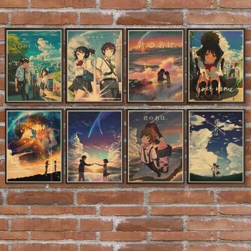 Japanese anime Your Name Vintage Posters Kraft Paper Home Decor Study Bedroom Bar Cafe Wall Paintings