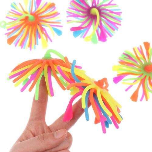 1 Pc Funny decompression TPR noodle ball vent string toy stress relieve neon slings