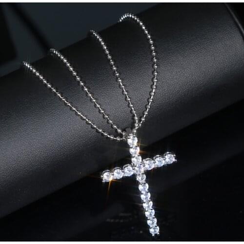 30x50mm large big cross charm pendant with bead chain 5mm cz tennis chain necklace for women lady hip hop necklace jewelry