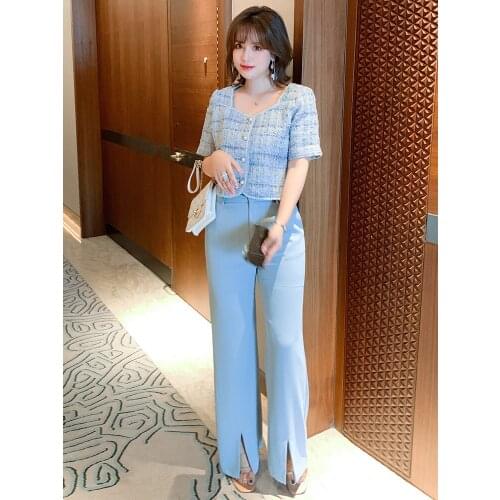 High quality Simple pure color of tall waist loose wide-legged flares women new summer