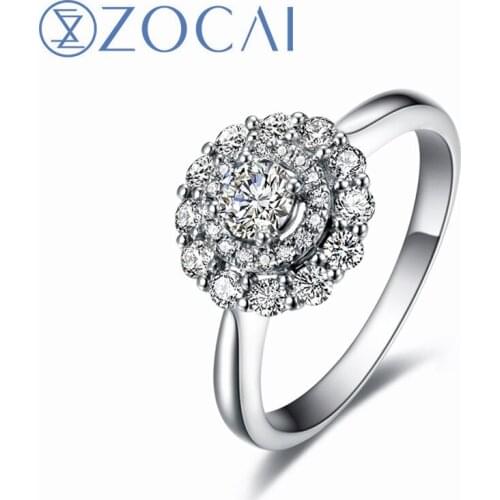 ZOCAI wedding / engagement ring rear certified diamond 0.64 CT 18K white gold (Au750) gift ring free engrave JBW00093