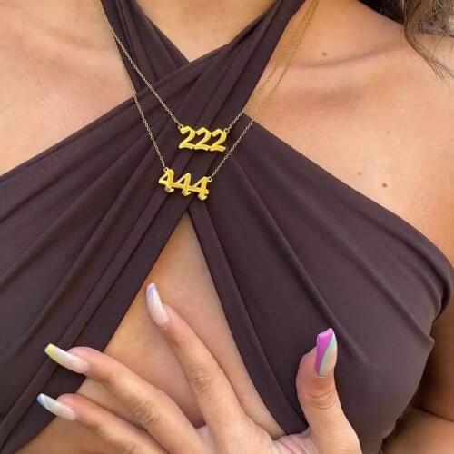 000 111 222 333 444 555 777 888 999 666 Necklace Stainless Steel Angel Number Necklaces Pendant Charms Minimalist Jewelry
