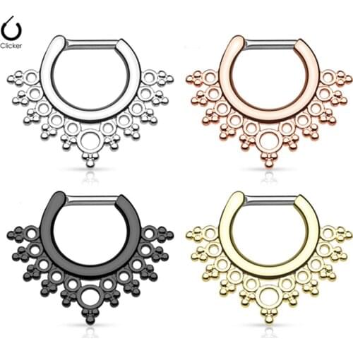 1pcs G23 Titanium Shaft Clicker Nose Ring Hoop Septum Rings Earrings Ear Cartilage Helix Rook Daith Piercing Body Jewelry