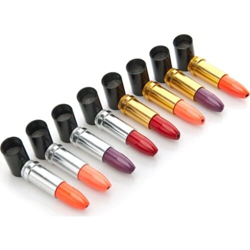 10Pcs Lipstick Shape Pipes Length 75mm Metal Smoking Pipe Herb Tobacco Grinder Tube Cigarette Tool Smoke Accessories For Man