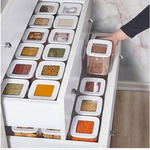 12 Pieces High Quality Storage Box Case Food Set Vacuum Lid Organizer Kitchen Pantry Bottle Spice Legume Bowknot Rice Cereals