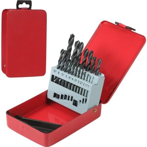 25Pcs High-Speed Steel Drill Bit Hard Metal HSS Twist Bit Stainless Steel Drilling Twist Drill Set with Storage Case