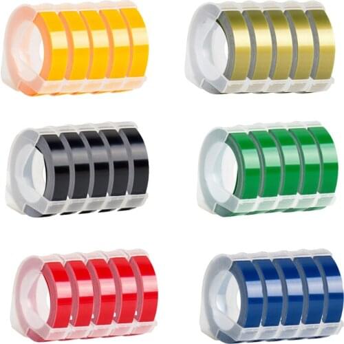 5pcs 20 colors Compatible for DYMO 1610 12965 1880 label maker DYMO 3D Plastic Embossing press Label 9mm*3m MOTEX E101