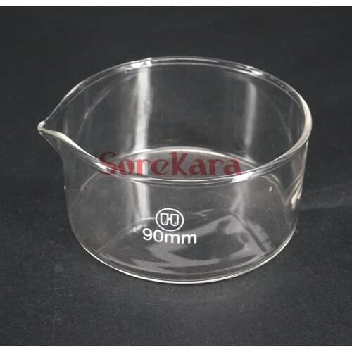 90mm Glass Crystallizing dish Plat Bottom with spout For Chemistry Laboratory