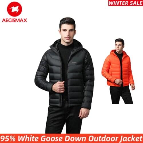 AEGISMAX Winter Men Down Jacket 95% White Goose Down Outdoor Camping Mountaineering Ultra-light Keep Warm Thickening 800FP Coat
