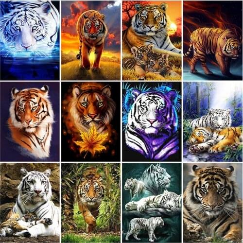 DIY 5D Diamond Painting Tiger Animal Mosaic Cross Stitch Sale Full Round Drill Diamond Embroidery Rhinestone Picture Wall Decor