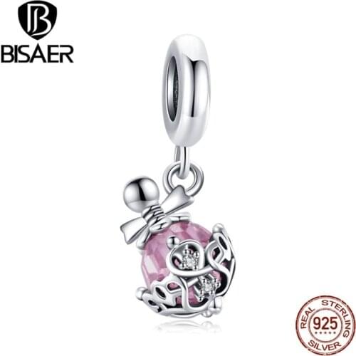 Bisaer New Charms 100% 925 Sterling Silver Perfume Bottle Bead Fit Charms Original 925 Silver Bracelet Fine Jewelry ECC1734