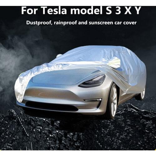 For Tesla Model 3 X Y S Oxford Cloth Waterproof All Weather Sun Uv Rain Protection Four Seasons Car Cover