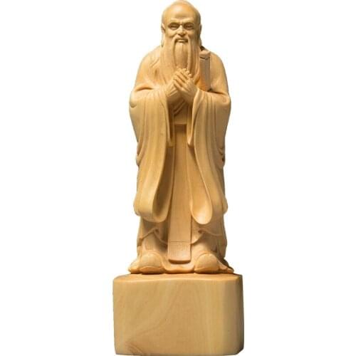 15/20CM Wood Caring Confucius statue People Yellow Boxwood Room wood carved Home Decoration Art & Collectible free ship