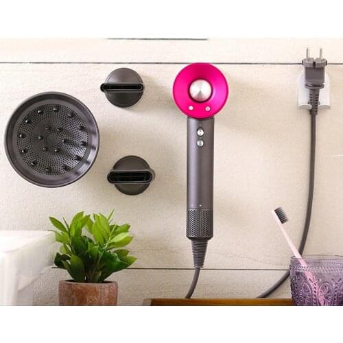 Hot Hair Dryer Holder for Dyson Hair Dryer Wall Mount Bracket Power Plug Diffuser and Nozzle Storage Box