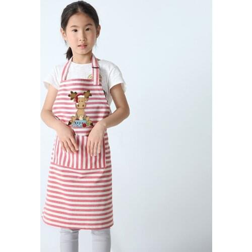 Kids cotton and linen cartoon parent-child apron Kindergarten painting clothes baking Christmas activity clothes