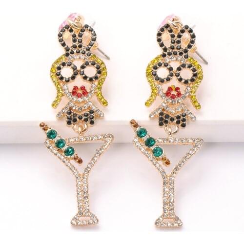 Long Cute Girl Earrings New Colorful Stone Fashion Jewelry Wholesale Funny Big Statement Wedding Ear Ring For Women 2021 Za