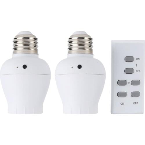 E27 Wireless Remote Control Screw Type Lamp Holder with Socker Switch (2 Lamp holder+1 Remote)