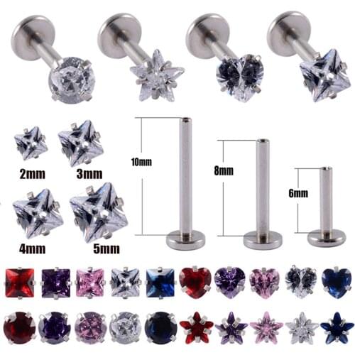 1pcs 14G CZ Zircon Star Shape Ear Piercing Tragus/Cartilage Stud Lip Ring Piercing Body Jewelry